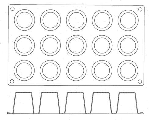 GASTROFLEX PLAQUE GN 1/3 325X176 DE 15 DARIOLES RONDES 4.5CM