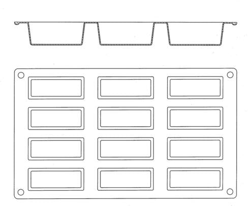 GASTROFLEX PLAQUE GN 1/3 325X176 DE 12 MINI-CAKES 7.5X3 CM