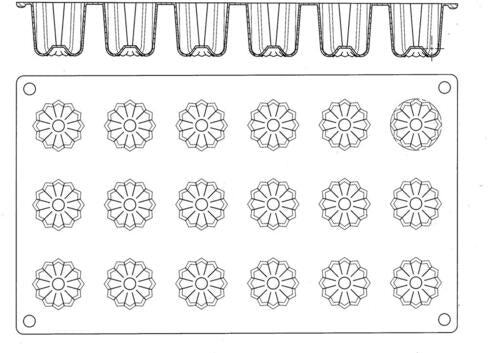 GASTROFLEX PLAQUE GN 1/3 325X176 18 CANNELÉS BORDELAIS 3.5CM