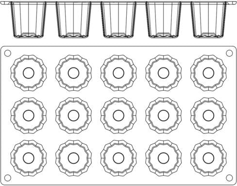 GASTROFLEX PLAQUE GN 1/3 325X176 15 CANNELÉS BORDELAIS 4.5CM