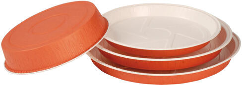 MOULES TOURTIÈRES EN CARTON CUISSON VENTE Ø 100 X H 21 MM ORANGE INTÉRIEUR BLANC X75