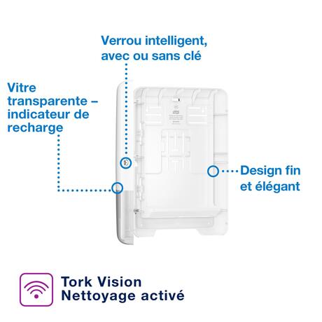 DISTRIBUTEUR D’ESSUIE-MAINS PLIÉS TORK XPRESS® H2 BLANC