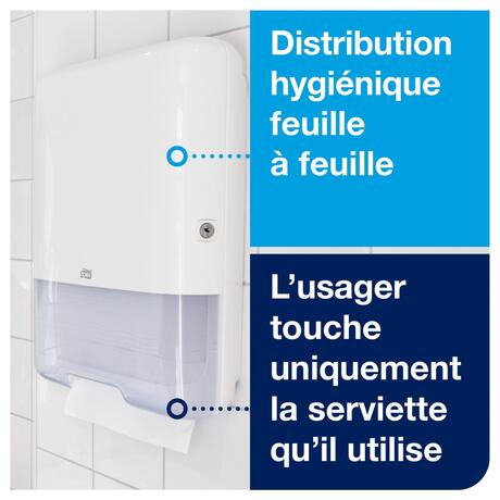 DISTRIBUTEUR D’ESSUIE-MAINS PLIÉS TORK® H3 BLANC