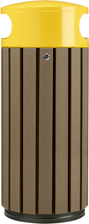 CORBEILLE 60L A POSER OU A FIXER ZENO ETIK A LATTES MARRON / JAUNE