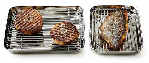 MINI-PLAT JAPONAIS INOX AVEC GRILLE 20X15 CM