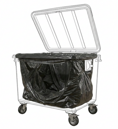 HOUSSE CONTENEUR 750L BASSE DENSITE DECHETS LOURDS NOIR X25
