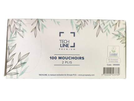 MOUCHOIR BOÎTE RECTANGLE TECHLINE 100 FORMATS 2 PLIS ECOLABEL X40